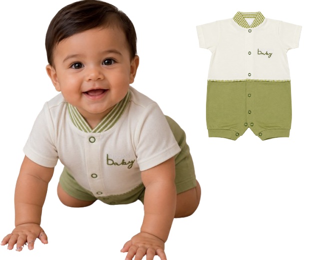 Macacão Bloomys Bebe Masculino Manga Curta Malha