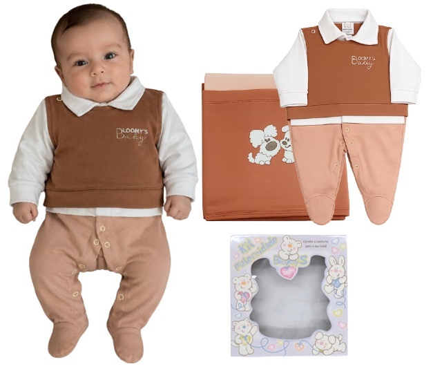 Saída-maternidade Bloomys Bebe Masculino Suedine 2pçs