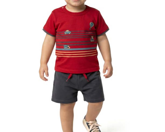 Conjunto Summerkids Bebe Masculino Manga Curta Malha Botão