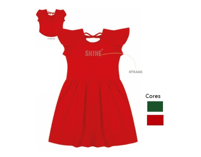Vestido Jaki Juvenil Manga Curta Malha Trabalhada
