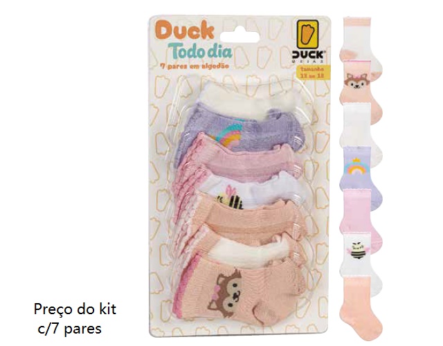 Meia Duck Bebe Feminina Algodão (c/7)