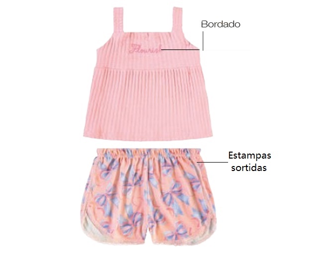 Conjunto Lecimar Juvenil Feminino Regata Canelada Cropped Short