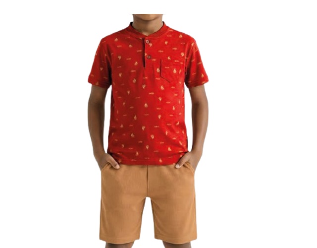 Conjunto Lecimar Infantil Masculino Manga Curta Malha Bolso