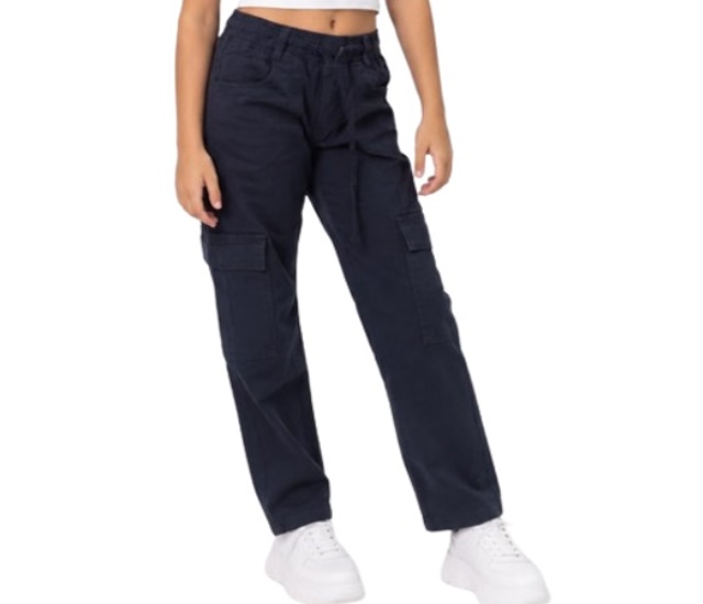 Calça Gilas Juvenil Feminina Sarja Bolso Cargo