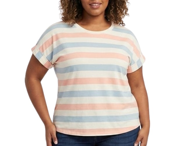 Blusa Vestbem Adulto Extra Grande Feminina Manga Curta Viscolycra Listrada