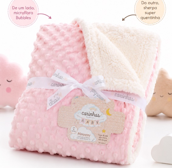 Cobertor Minasrey Bebe Feminino Microfibra Bubble
