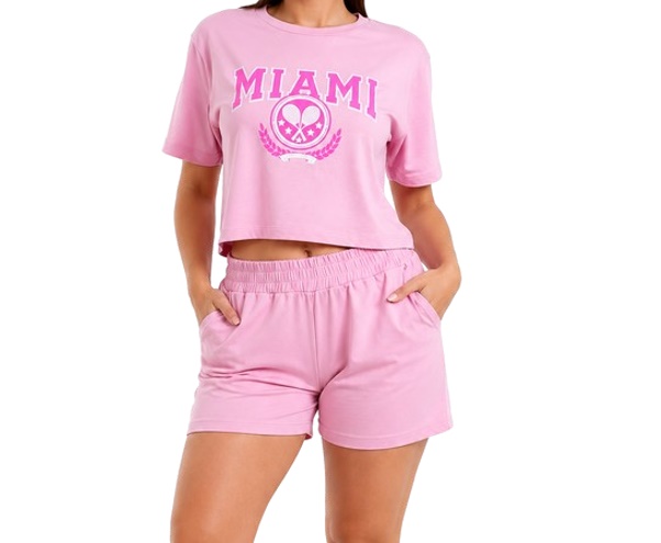 Conjunto Juventude Adulto Feminino Manga Curta Moletinho Short