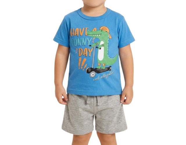 Conjunto Pituki Primeiros Passos Masculino Manga Curta Malha