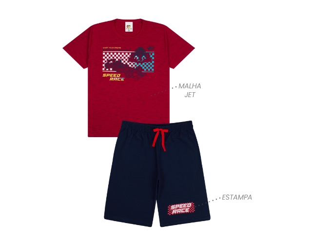 Conjunto Pituki Juvenil Masculino Manga Curta Malha Jet