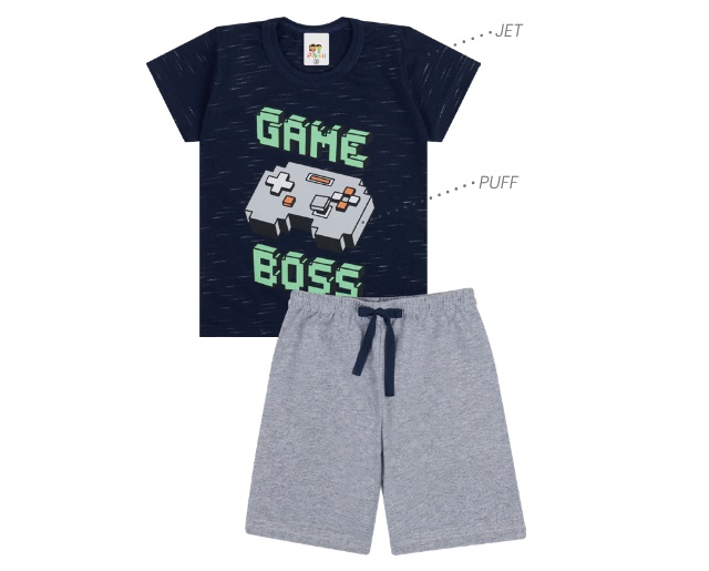 Conjunto Pituki Primeiros Passos Masculino Manga Curta Malha Jet