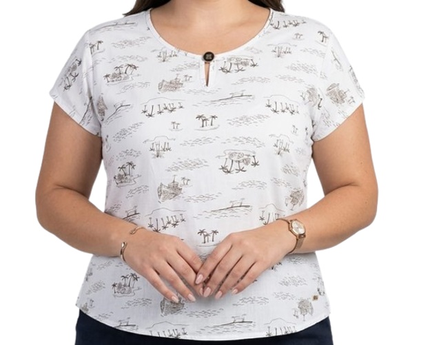 Blusa 7linhas Adulto Extra Grande Feminina Manga Japonesa Viscose