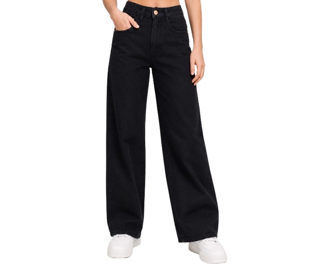 Calça Nacional Juvenil Feminina Jeans Wide Leg
