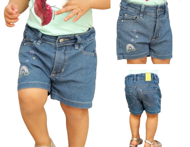 Short Maliinha Primeiros Passos Feminino Jeans Lycra
