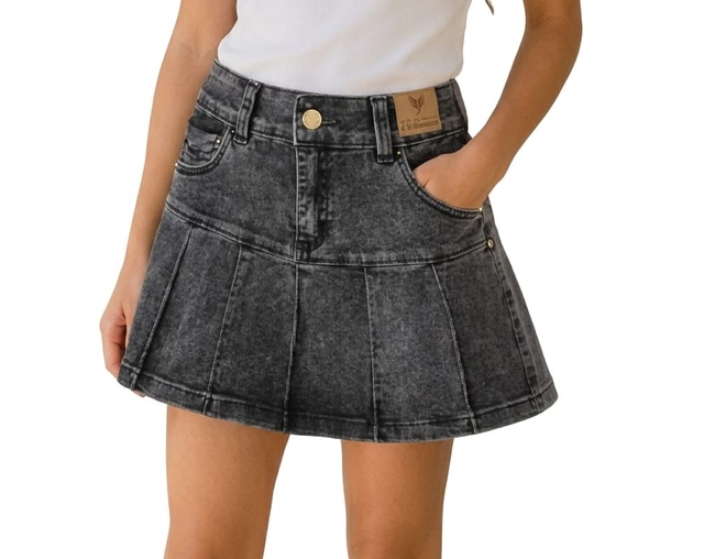Saia Nacional Juvenil Jeans Black Lycra