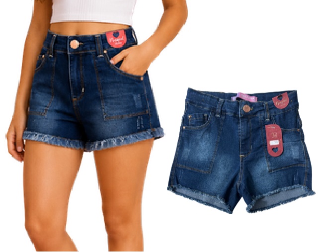 Short Nacional Juvenil Feminino Jeans Lycra