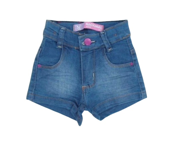 Short Nacional Primeiros Passos Feminino Jeans Lycra
