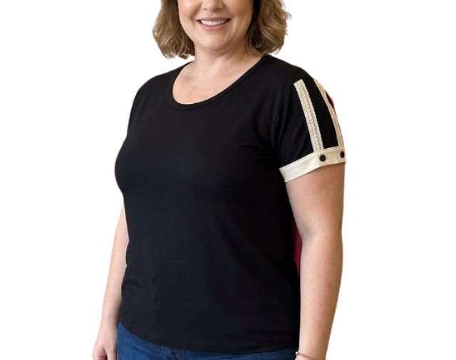 Blusa 7linhas Adulto Extra Grande Feminina Manga Curta Viscolycra