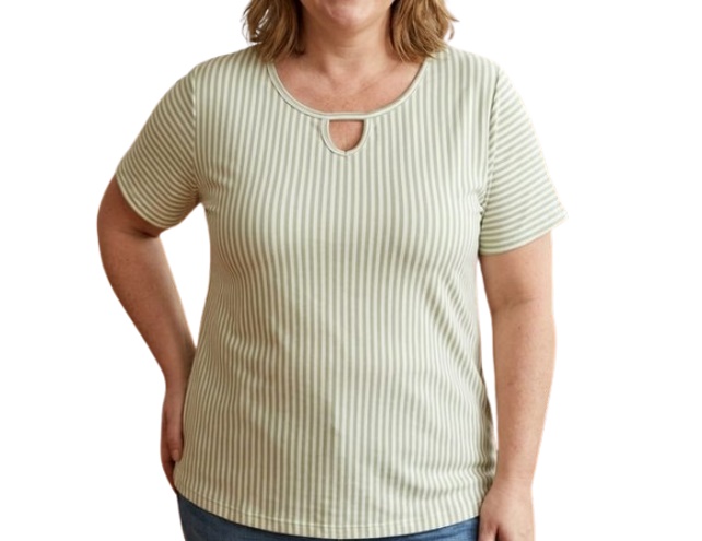 Blusa Ita Adulto Extra Grande Feminina Manga Curta Viscolycra Listrada
