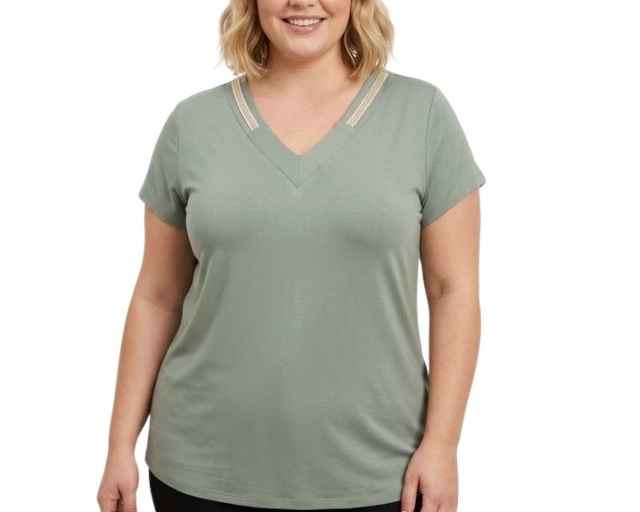 Blusa Vestbem Adulto Extra Grande Feminina Manga Curta Viscolycra Decote V