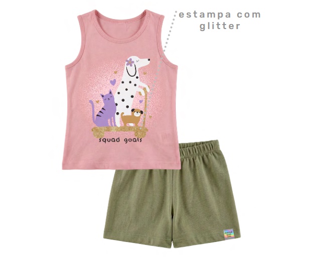 Conjunto Pegalegal Bebe Feminino Regata Malha Short