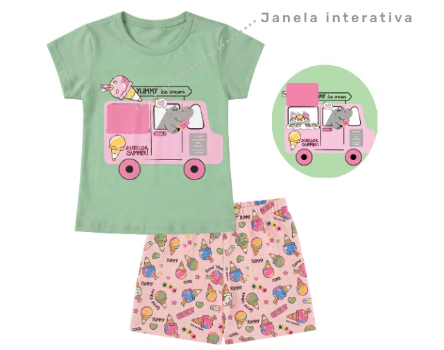 Conjunto Pegalegal Primeiros Passos Feminino Manga Curta Malha Short
