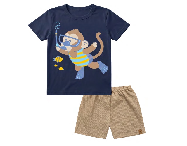 Conjunto Pegalegal Bebe Masculino Manga Curta Malha