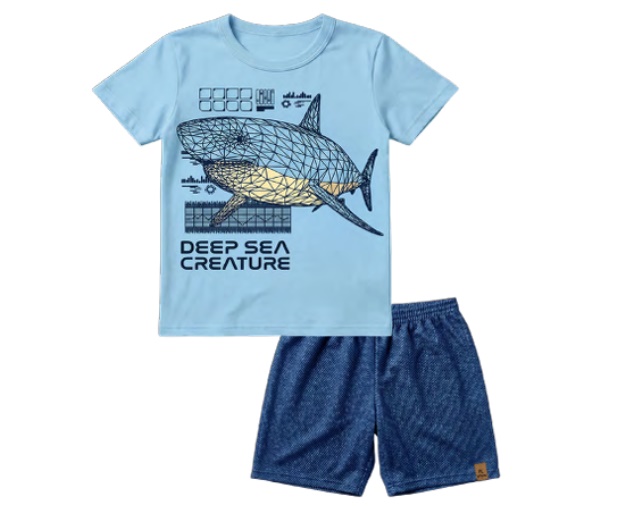 Conjunto Pegalegal Infantil Masculino Manga Curta Malha