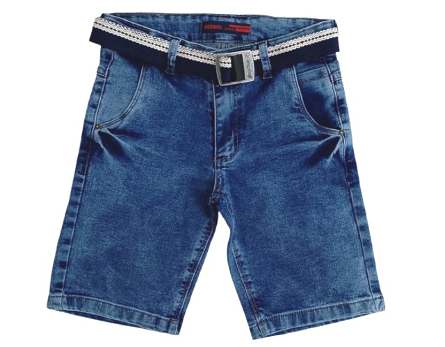 Bermuda Perbol Juvenil Masculina Jeans Lycra Cinto