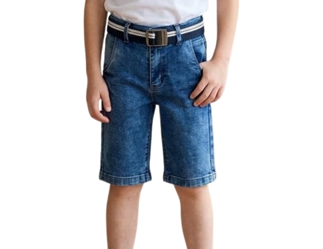 Bermuda Perbol Infantil Masculina Jeans Lycra Cinto