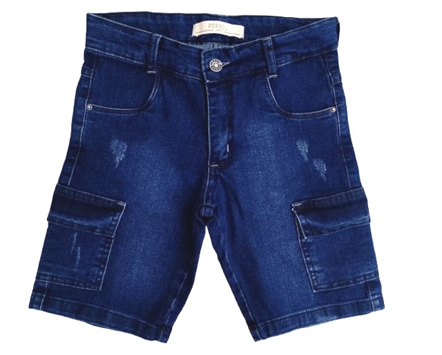 Bermuda Perbol Juvenil Masculina Jeans Lycra Bolso Cargo