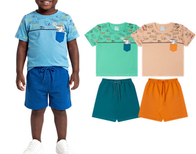 Conjunto Wilbertex Primeiros Passos Masculino Manga Curta Malha