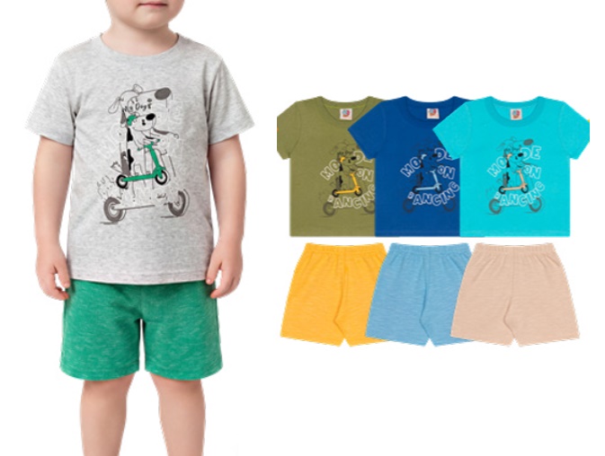 Conjunto Wkids Primeiros Passos Masculino Manga Curta Malha