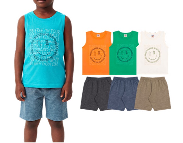Conjunto Wkids Infantil Masculino Regata Machão Malha