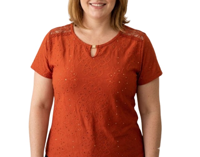 Blusa 7linhas Adulto Extra Grande Feminina Manga Curta Poliéster Lese Guipir
