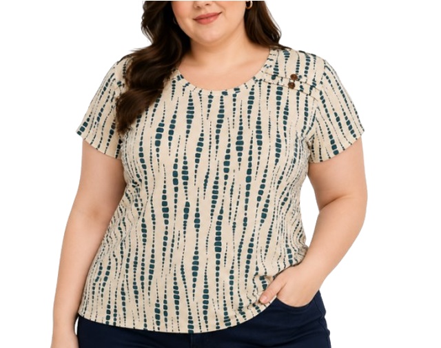 Blusa 7linhas Adulto Extra Grande Feminina Manga Curta Viscolycra Estampada