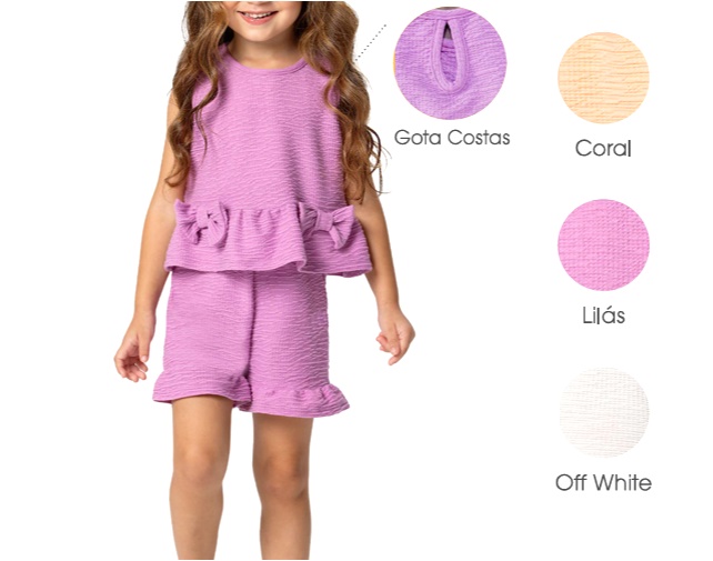 Conjunto Trin Primeiros Passos Feminino Regata Anarruga Short