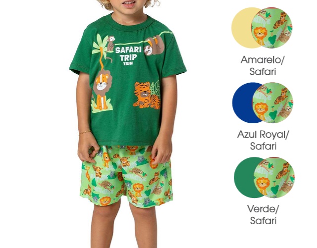 Conjunto Trin Primeiros Passos Masculino Manga Curta Malha
