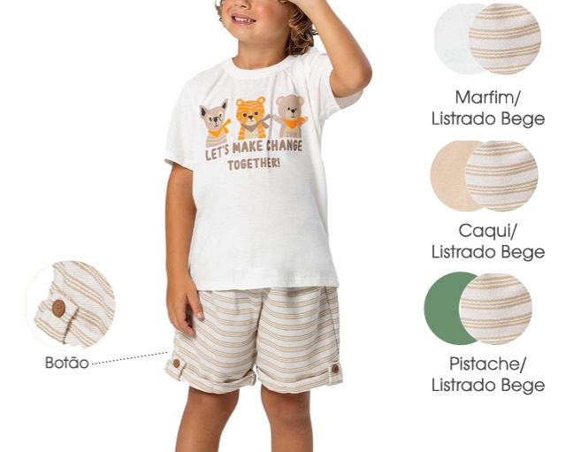Conjunto Trin Infantil Masculino Manga Curta Malha