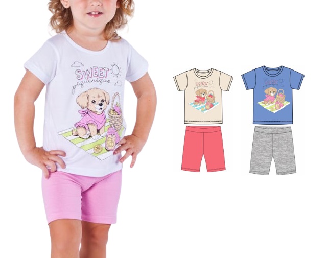 Conjunto Minhaflor Primeiros Passos Feminino Manga Curta Malha Bermuda