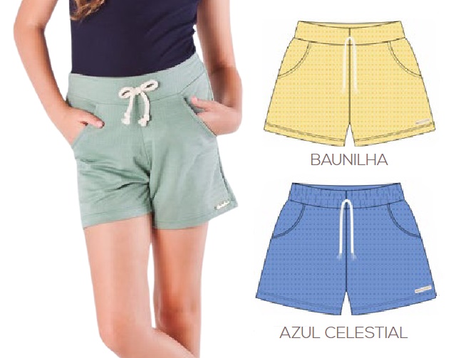 Short Minhaflor Juvenil Feminino Malha Ana Bola 2bolsos