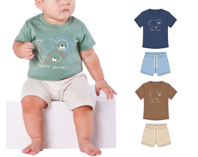 Conjunto Nk Bebe Masculino Manga Curta Malha