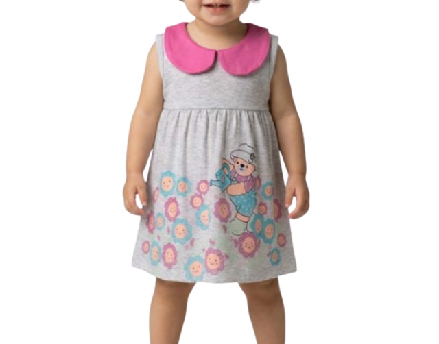 Vestido Pimentinha Bebe Regata Malha Botão