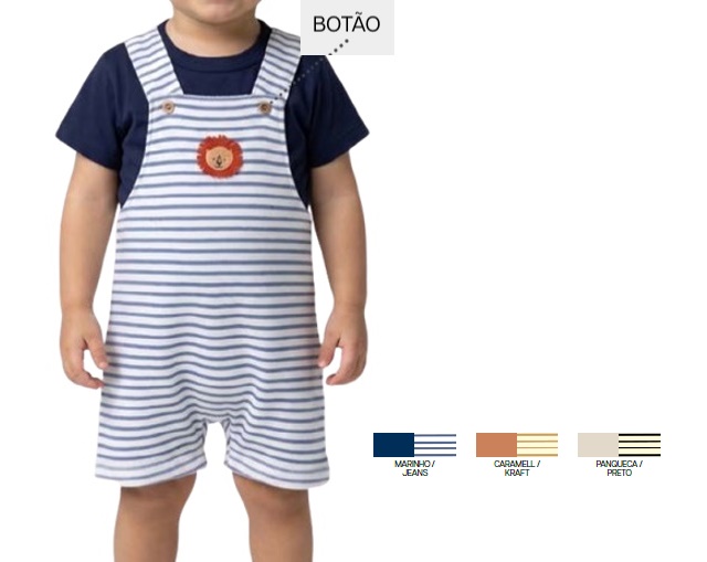 Jardineira Pimentinha Bebe Masculina Manga Curta Moletinho 2pçs