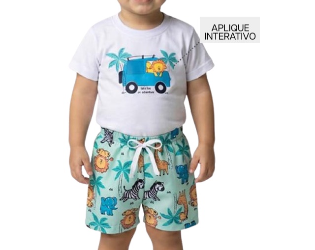 Conjunto Pimentinha Bebe Masculino Manga Curta Malha
