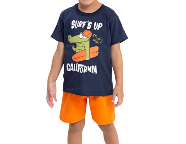 Conjunto Fashionk Primeiros Passos Masculino Manga Curta Malha