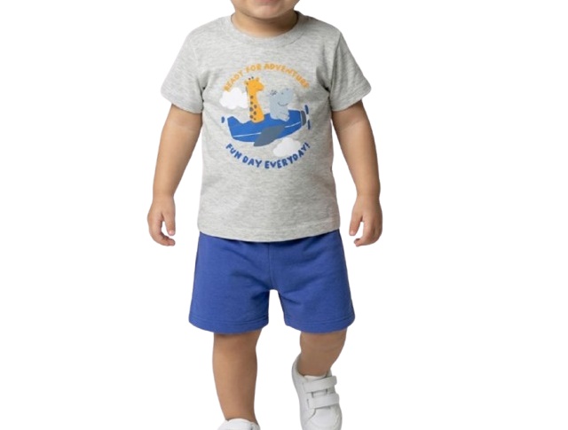 Conjunto Fashionk Bebe Masculino Manga Curta Malha