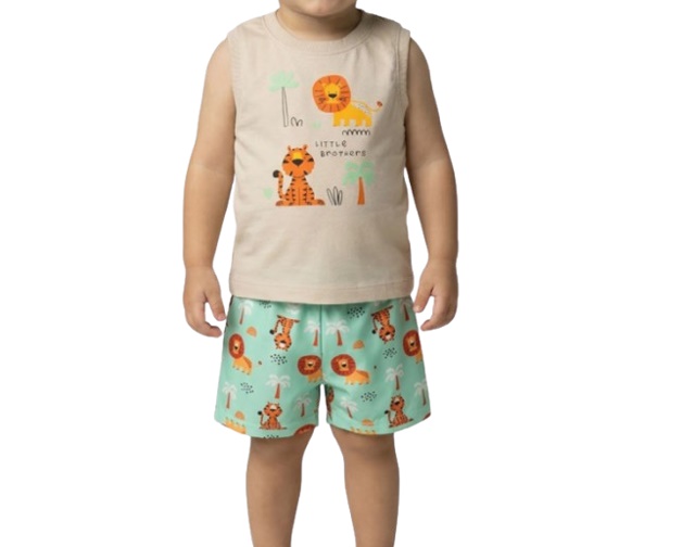 Conjunto Fashionk Bebe Masculino Regata Machão Malha