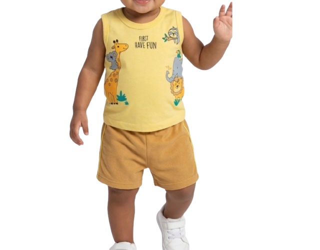 Conjunto Fashionk Bebe Masculino Regata Machão Malha