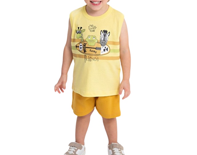 Conjunto Fashionk Primeiros Passos Masculino Regata Machão Malha