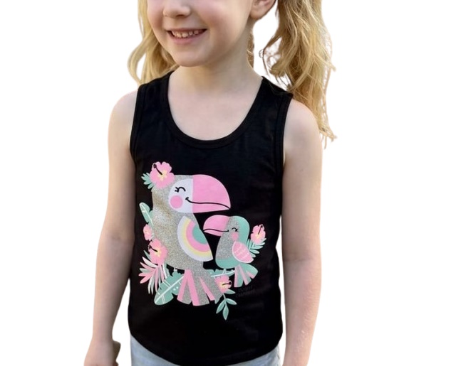 Blusa Lookinhos Infantil Feminina Regata Cotton Costas Nadador